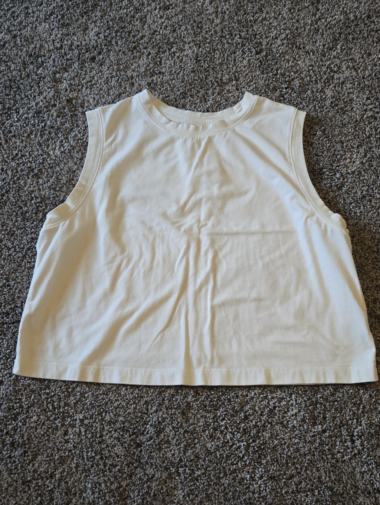 A New Day Cream Sleeveless Crop Muscle Tee